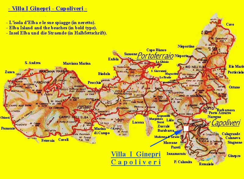 Kaart van Elba  Toscane  Italië